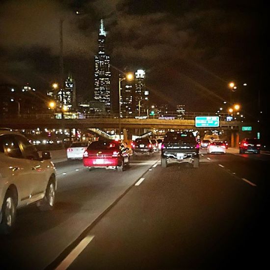 Enjoyed the view while sitting in tonight’s traffic. #reversecommute #alwayshustling #windycitylivin