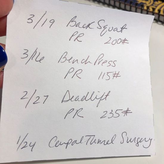 Thank you @beyondtheboxnutrition and @masheen4_btbn for fueling my training. 3 PR’s in a month, and I’ve been chasing that back squat for a looooong time.  Also notable - these PR’s started happening a month after carpal tunnel surgery. I couldn’t be happier to feel so strong & healthy.  #thankyou #feelingawesome #strongisbeautiful #listentoyourcoach