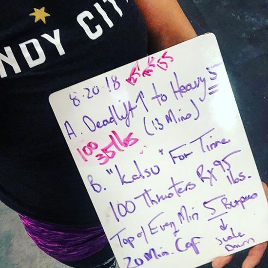 The WOD @windycitysc was “Kalsu”. Yes. I did do 100 thrusters. No I did not do anything near Rx. A 35 Lb. bar was it for me today. And I scaled my burpees down to 3 on the minute rather than 5. The fact that I did 100 means I should have lifted heavier. But I’m happy with what I did today. There is always next time. #crossfit #windycitysc #crossfitnewbie #crossfitchicago #windycitycrossfit #windycitylivin #girlnexttomedontjudgemyworkoutjudgeyourown